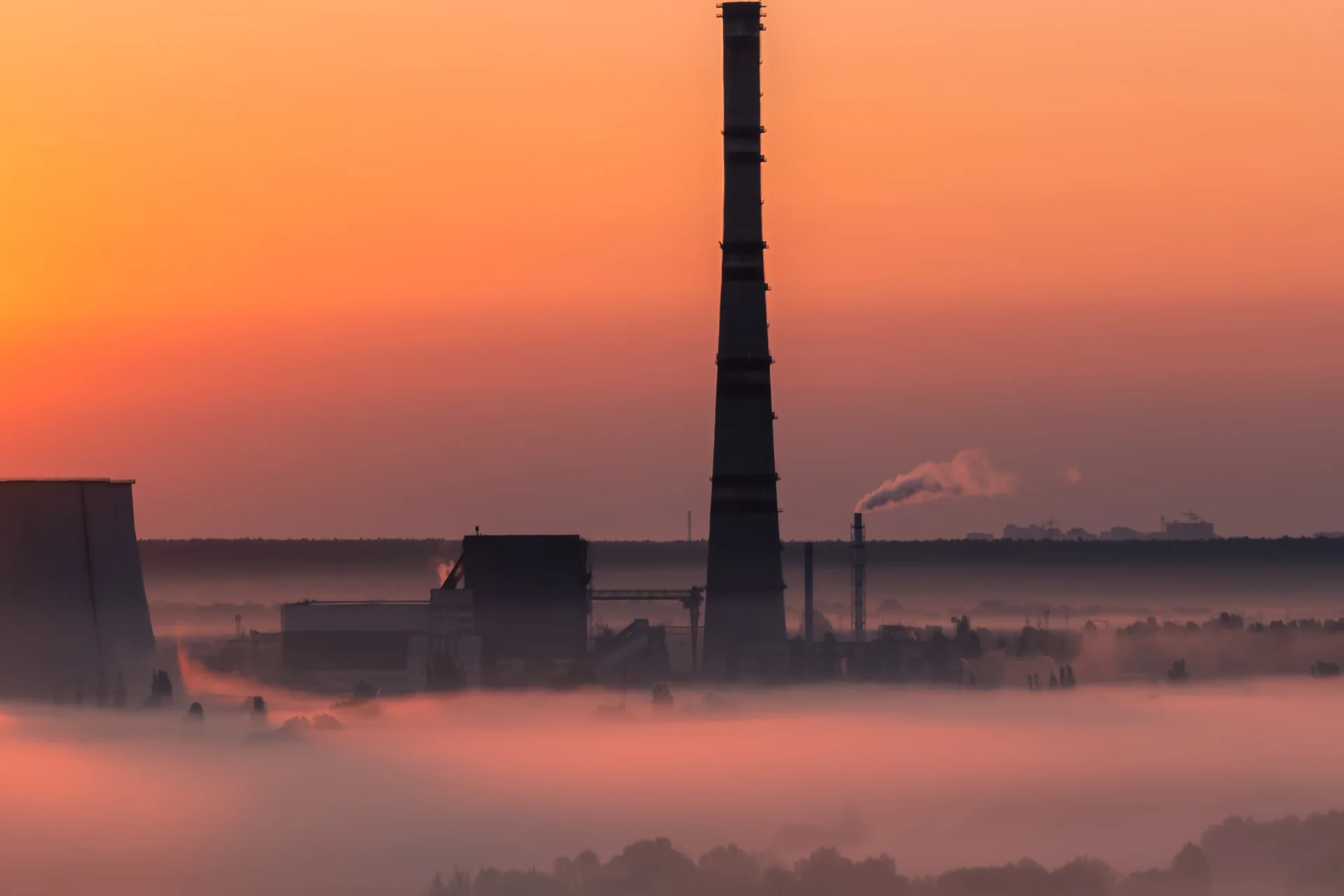 Energy infrastructure at sunrise